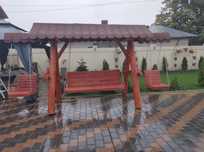 Balansoar  lemn  masiv  bușteni  leagan  masa bănci