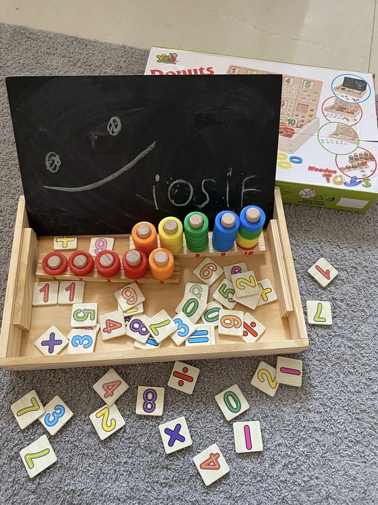 Joc tabla educativa din lemn cu 2 fețe/ Puzzle Detective Jigsaw