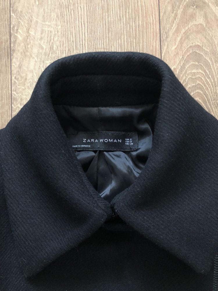 Nou ZARA Palton dama cambrat si feminin - lana | Negru | S