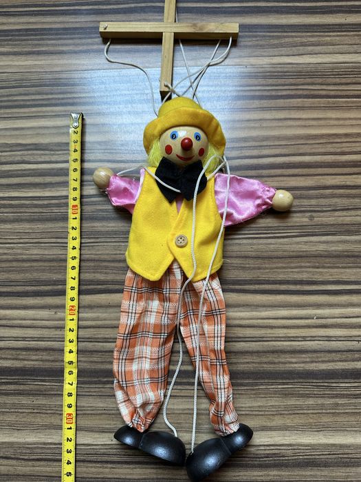 Papusă Clovn Marionetă Din Lemn