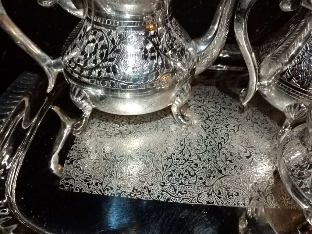Elegant serviciu din bronz argintat pentru ceai, cafea în stilul Baroc