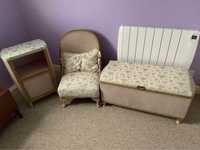 Комплект Lloyd Loom за спалня-нощно шкафче, кресло и ракла за завивки