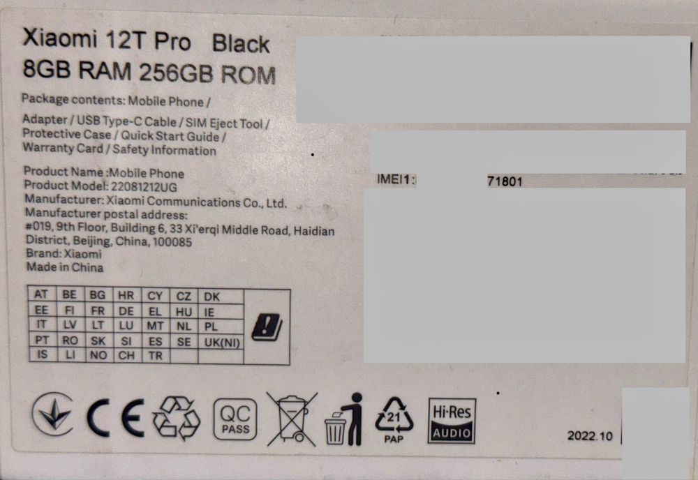 ! ОТЛИЧЕН - Xiaomi 12T Pro - 256GB Black