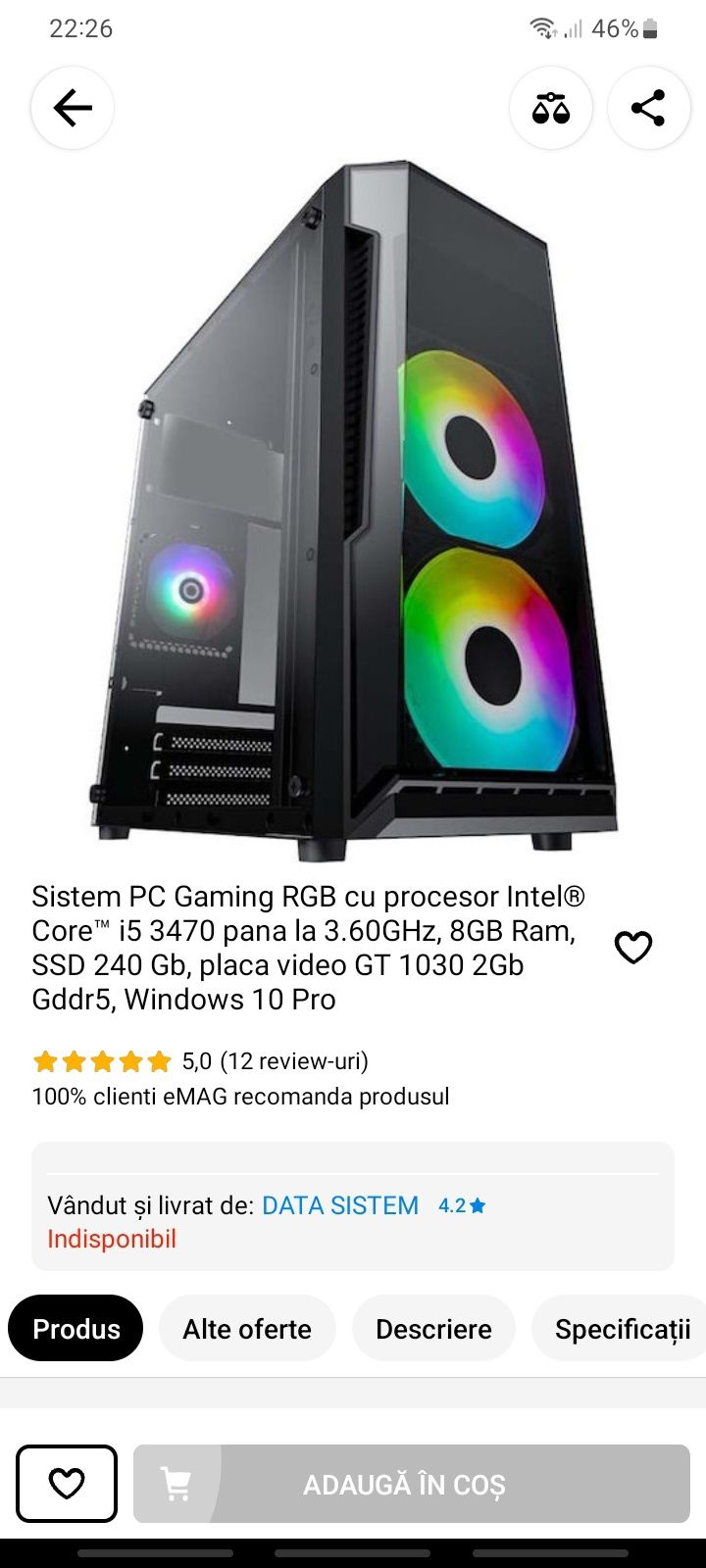 Unitate PC Gaming RGB