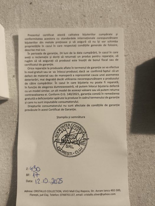 Inel de argint de la Cristallo