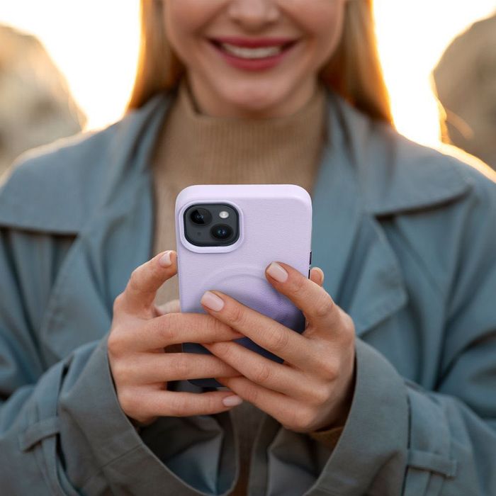 Roar Leather Mag Case за iPhone, лилав