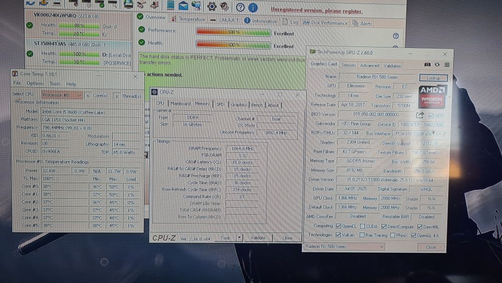 Unitate PC I5 8600 video 8GB RX 580 16GB RAM SSD