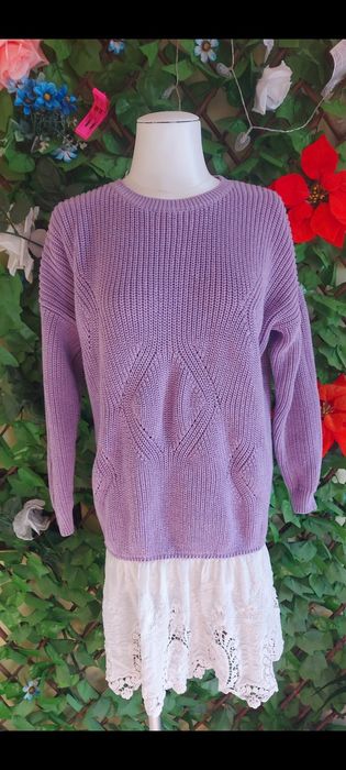 дълъг плетен пуловер Asos тип рокля с дантела