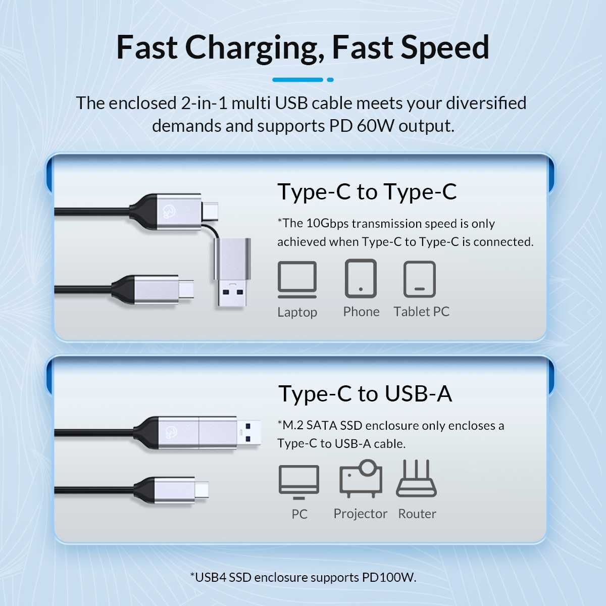 Корпус с радиатором для SSD m.2 Nvme дисков ORICO USB3.2 20Gbps