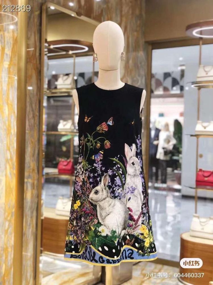 Rochie imprimeu cu iepurași dolce&gabbana