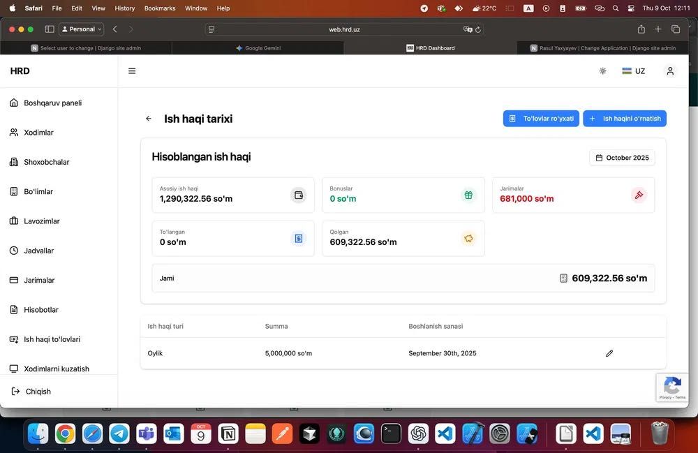 Xodimlar davomati uchun dastur