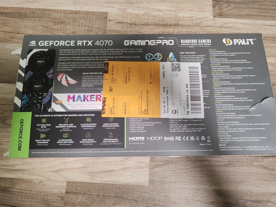 Placa video Palit RTX 4070 GamingPro, 12GB GDDR6X, 192-bit