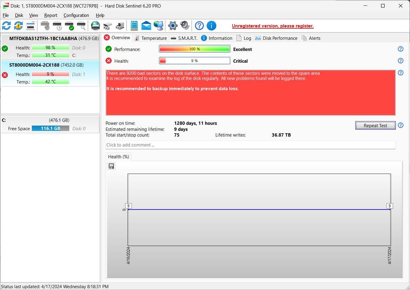 HDD Seagate 8TB BAD-uri