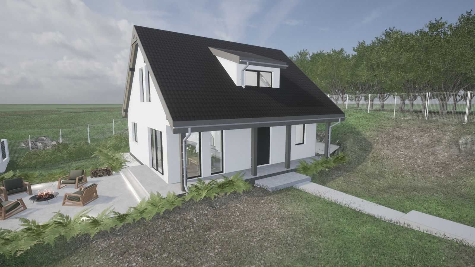 Teren cu proiect de casă + autorizație construcție, 18km de Cluj