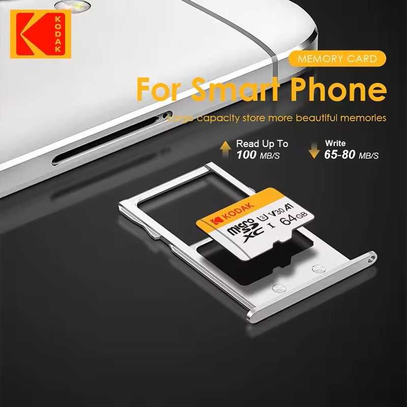 KODAK microSD 64GB UHS-I U3 V30 A1 – Нова Карта Памет