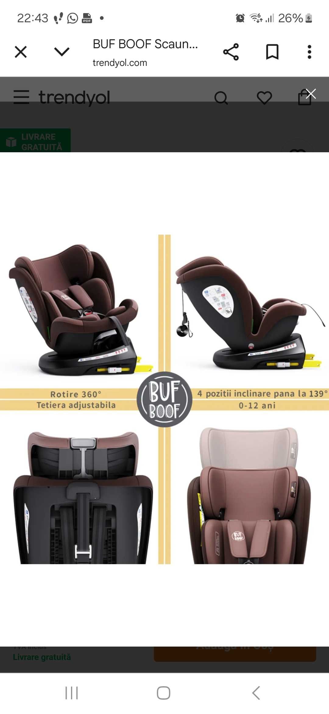 Scaunul auto Tweety Plus DELUXE iSIZE rotativ 360 cu Isofix