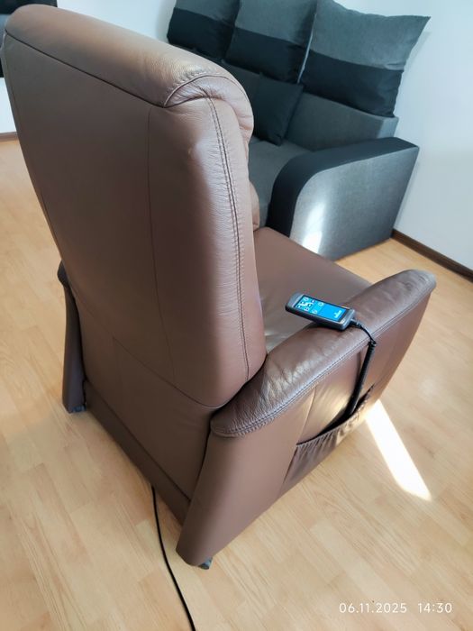 Fotoliu extensibil piele naturală cu telecomanda