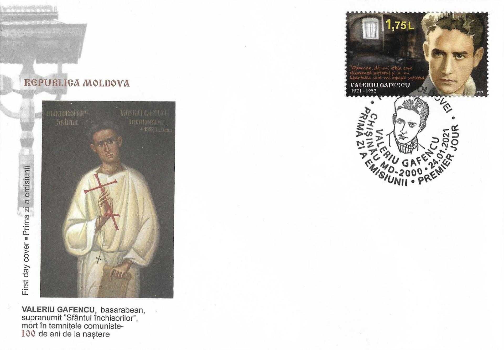 Super timbre Plic FDC Republica Moldova VALERIU GAFENCU, rar