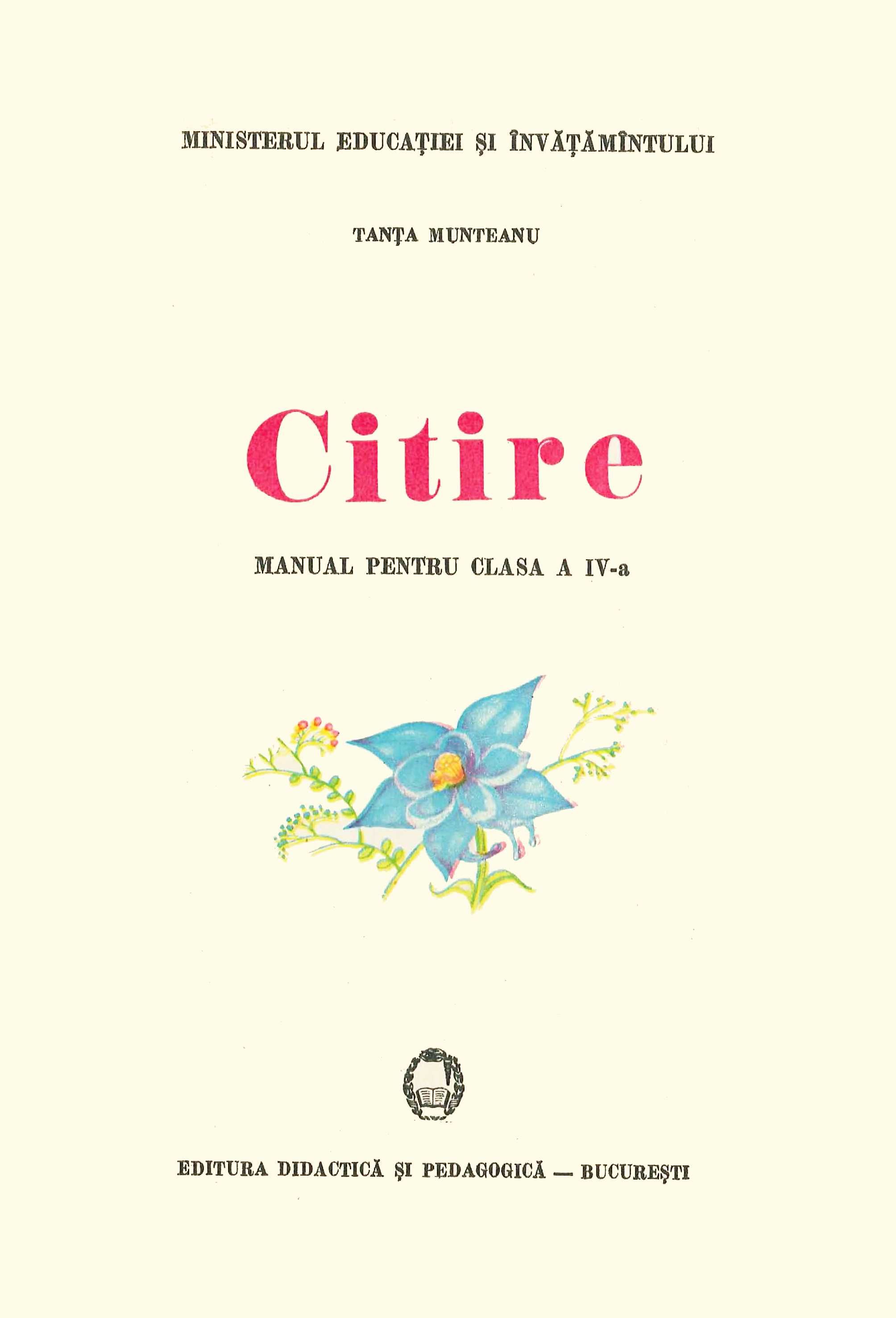 Citire - Manual clasa a IV-a - ediția 1987