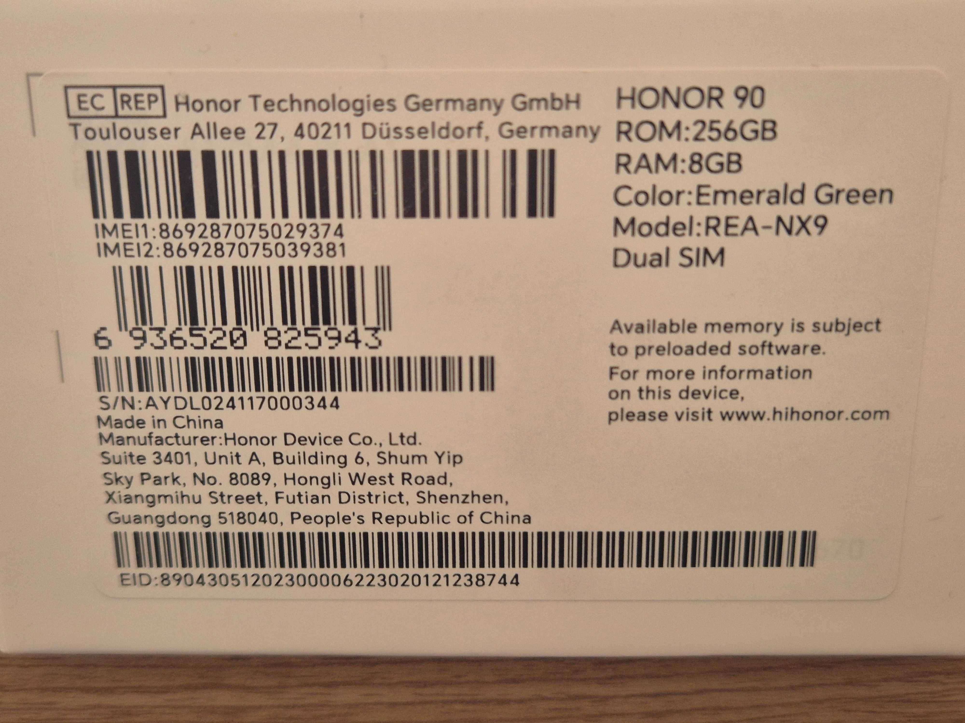 Telefon Honor 90 256GB 8 GB RAM nou, 2 ani garantie