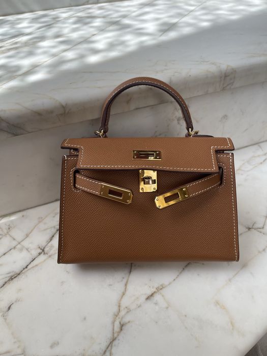 Hermes mini kelly чанта в кемъл цвят промо цена