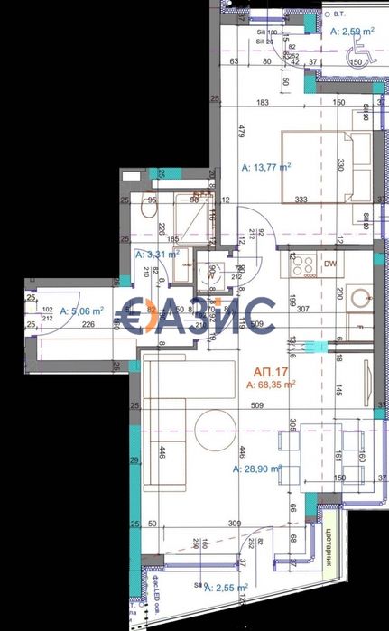 Апартамент с 1 спалня в нова сграда "Трапезица до Елкабел", гр. Бургас