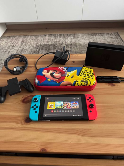 Nintendo Switch IMPECABIL - CUTIE COMPLETA - CARD 128GB - Husa Mario