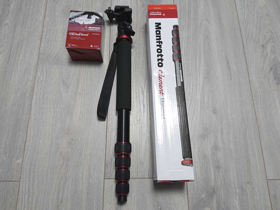 Set Manfrotto Element Monopod Red + Manfrotto Center Ball Head