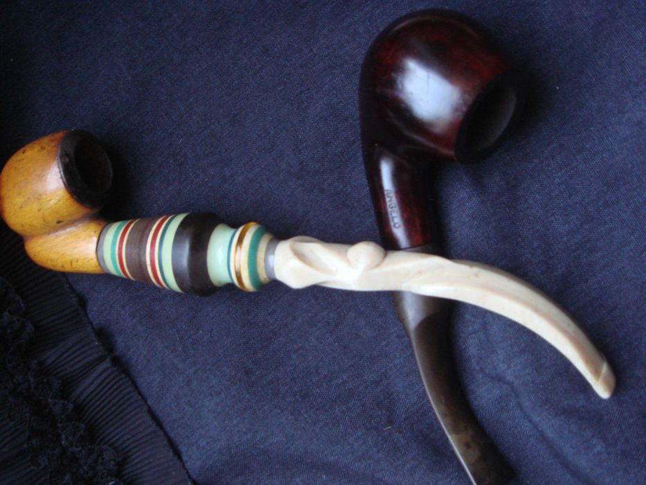 Трубки старинные  из дерева ценного с костью -ручная работа