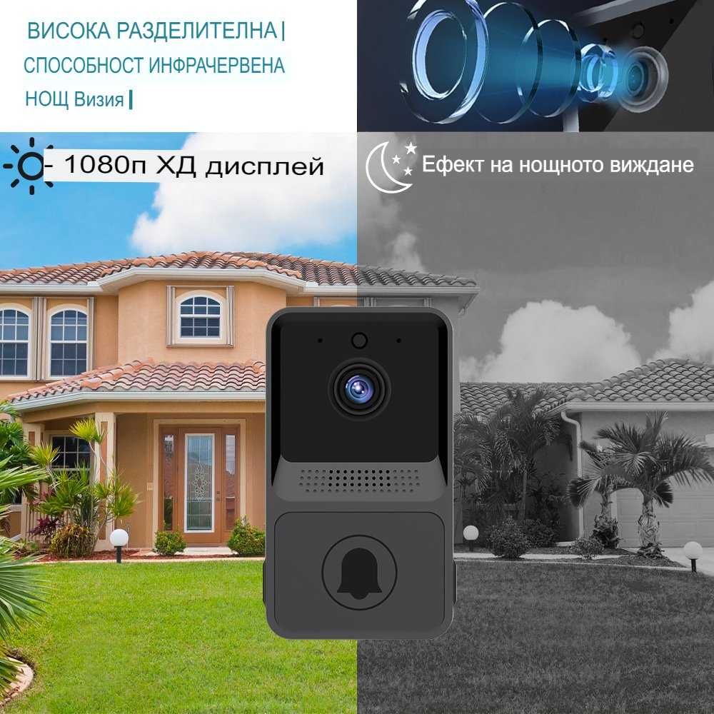 Безжичен звънец с камера Aiwit, 1080p, FullHD Wi-Fi Сензор за движение