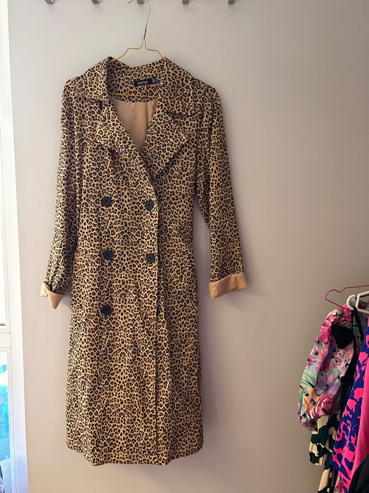 Leopard long trench woman