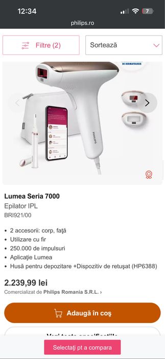 Epilator laser philips IPL 7000 BRI 921 nou