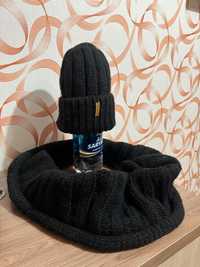 Женский зимний набор шапка на флисе +снуд