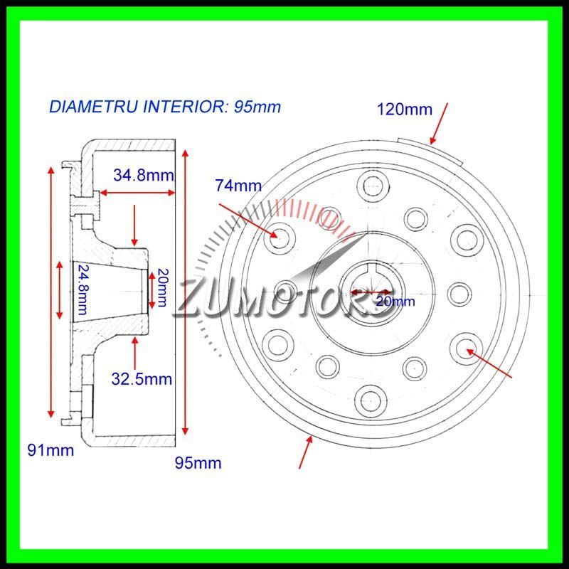 Volanta Rotor Magnetou Atv LINHAI 250 260 275 300 400 - Cod Original 24002