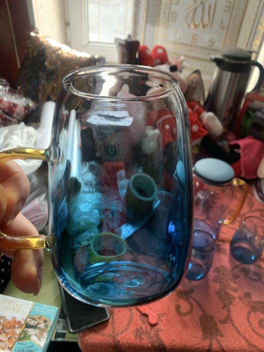 Графин и 4 стаканчика. Стекло.