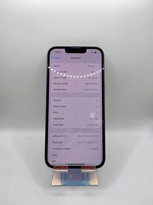 Iphone 14, MEM 256GB, RAM 6GB, Midnight, Amanet Doamna Ghica,Cod:90940