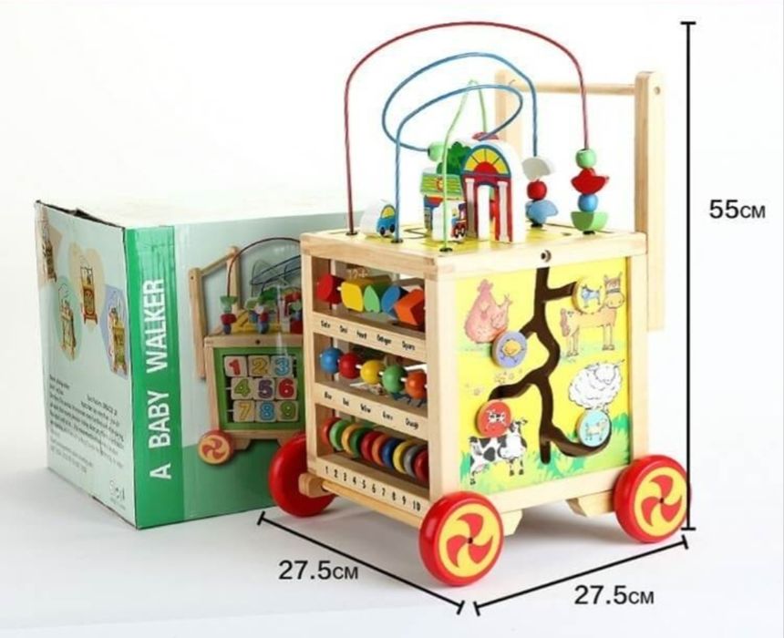 Cub educativ 6 in 1 cu activitati,antepremergator din lemn