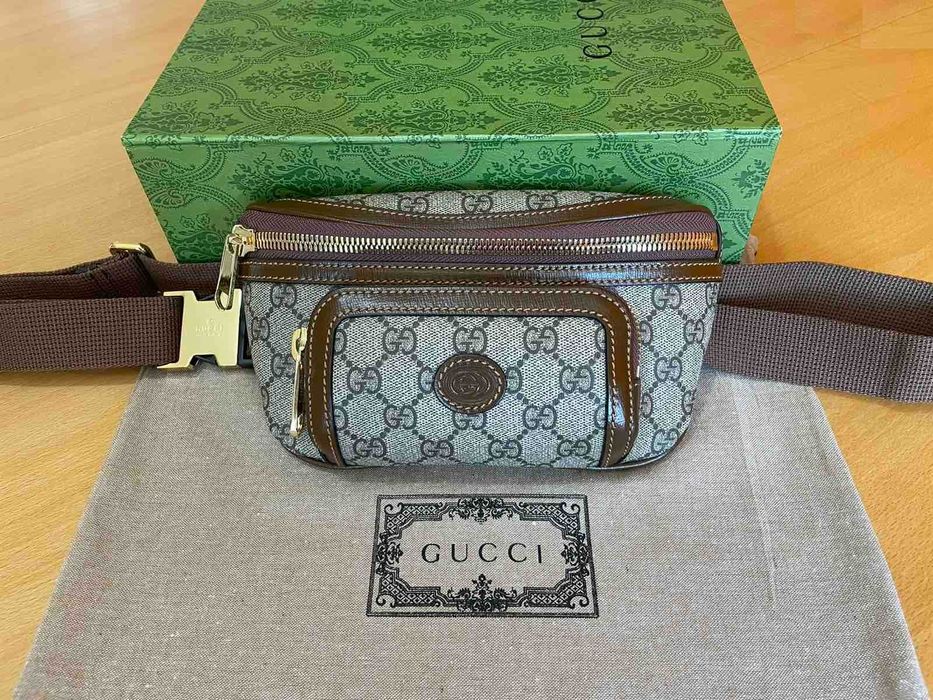 Чантичка за кръст Гучи Оригинална Supreme Кожа Колан Gucci Belt Bag