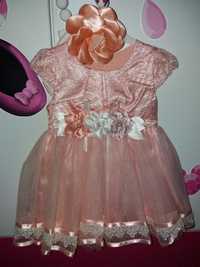 Rochie/rochita de ocazie roz printesa + bentita floare