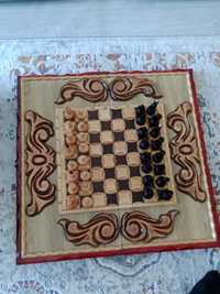 Новый шахмат-нард -шашки из натурального дерева