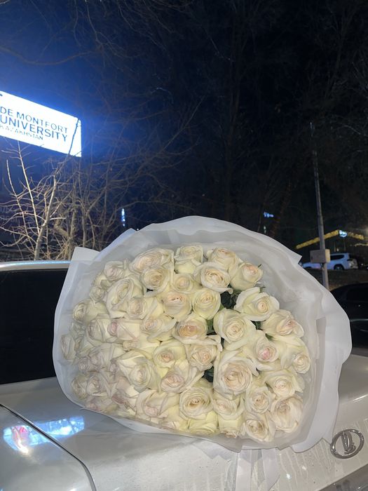 Букет розы 51 шт белые голландские