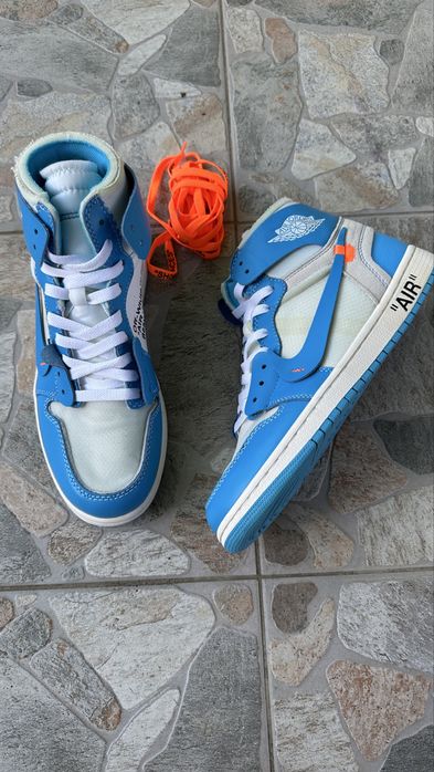 Adidasi Nike Jordan 1 High Off-White UNC Noi