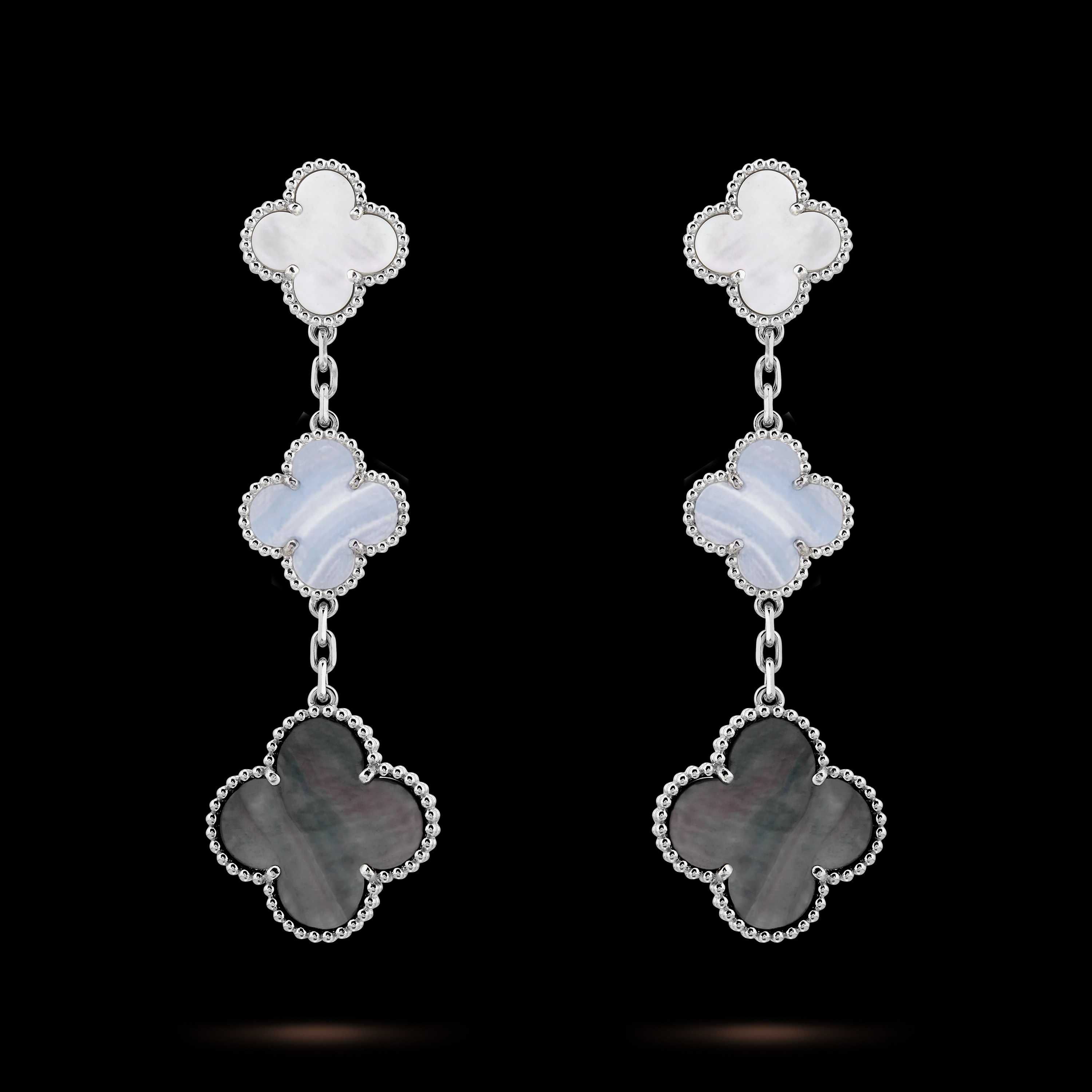 Van Cleef & Arpels VCA Silver 3 Motifs Magic Alhambra Дамски Обеци