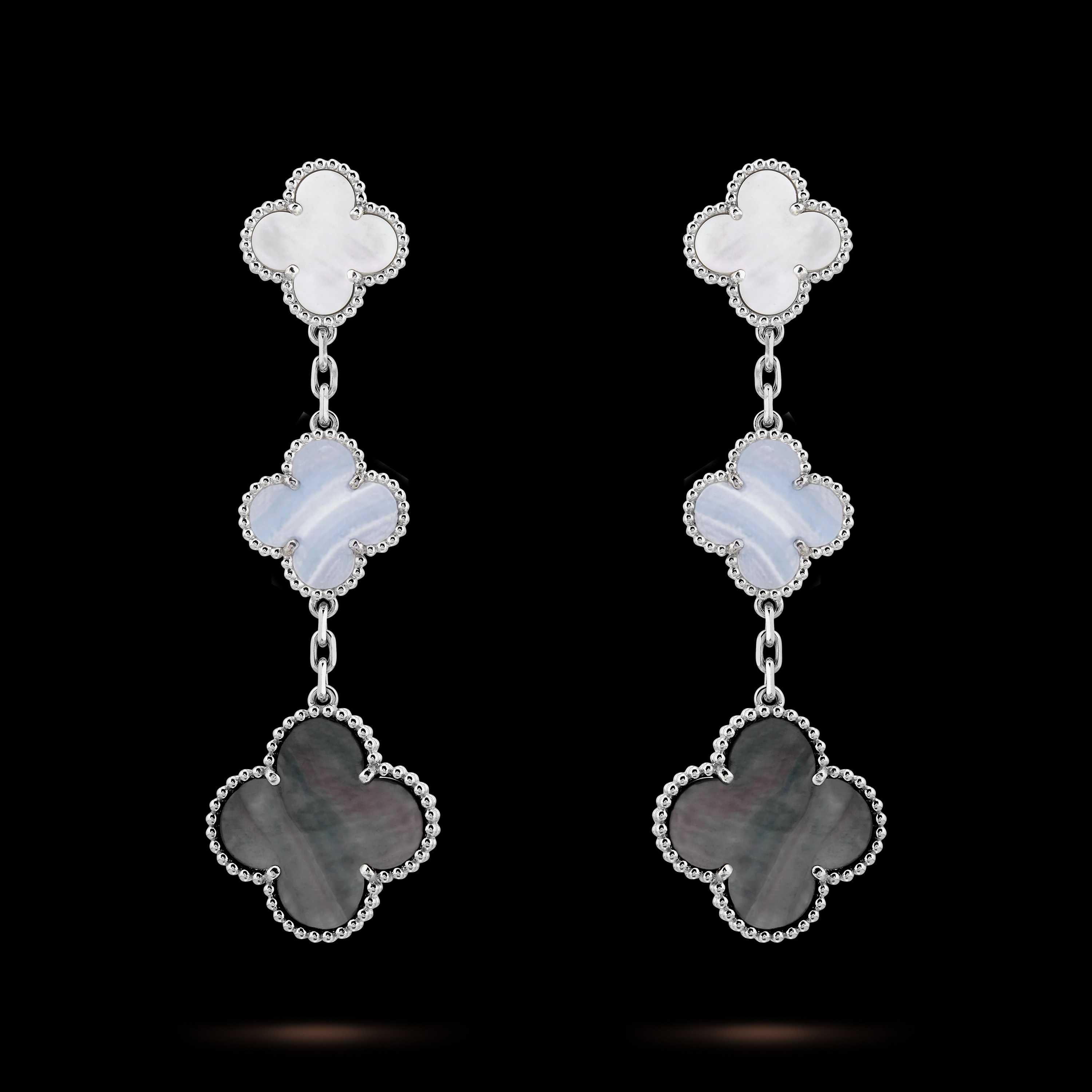 Van Cleef & Arpels VCA Silver 3 Motifs Magic Alhambra Дамски Обеци