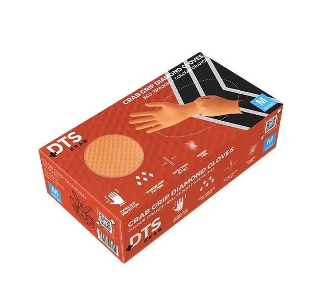 Mănuși nitril Crab Orange 7.0 mil – aderență diamant, heavy-duty