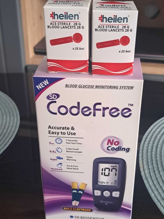 Aparat de măsurat glicemia CodeFree plus 2 cutii cu ace!!!