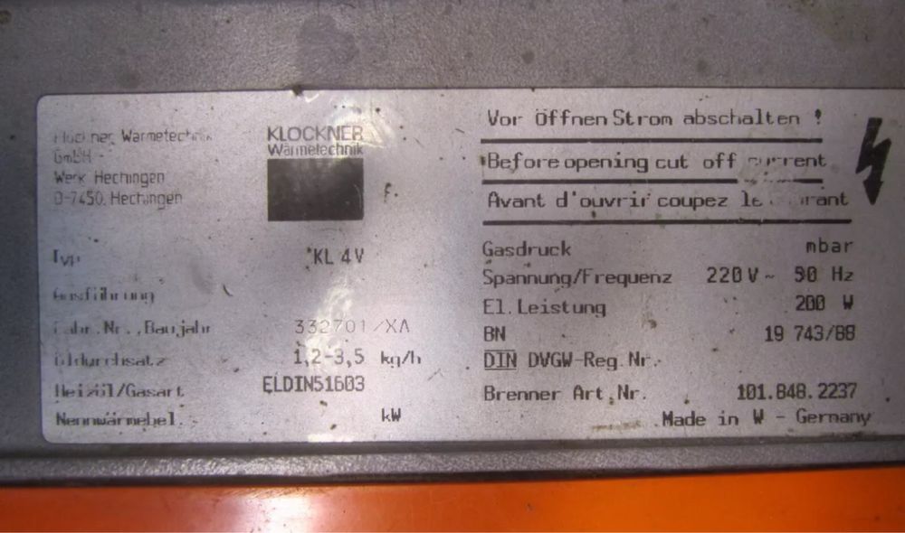 Arzator injector Klöckner KL4V  1,2 - 3,5 kg/h