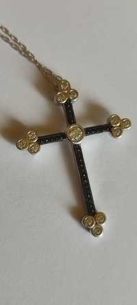 Lanț și cruciuliță crucifix din argint cu cubic zirconia