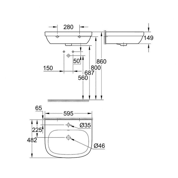 Умивалник/Мивка - GROHE Euro Ceramic 60см