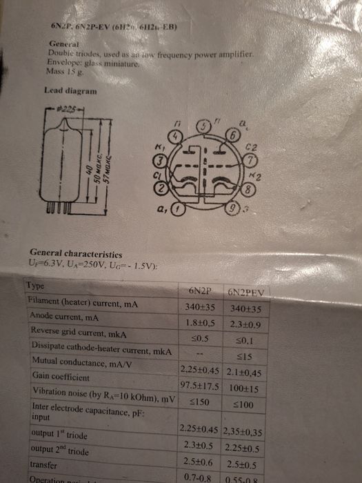 Lampa 6N3P dual trioda